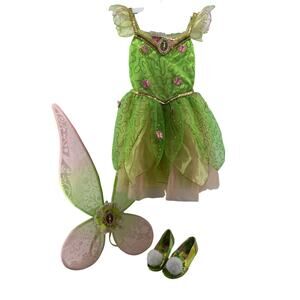 Disney Tinkerbell Costume Dress Light Up Wings and Slippers Play 5/6